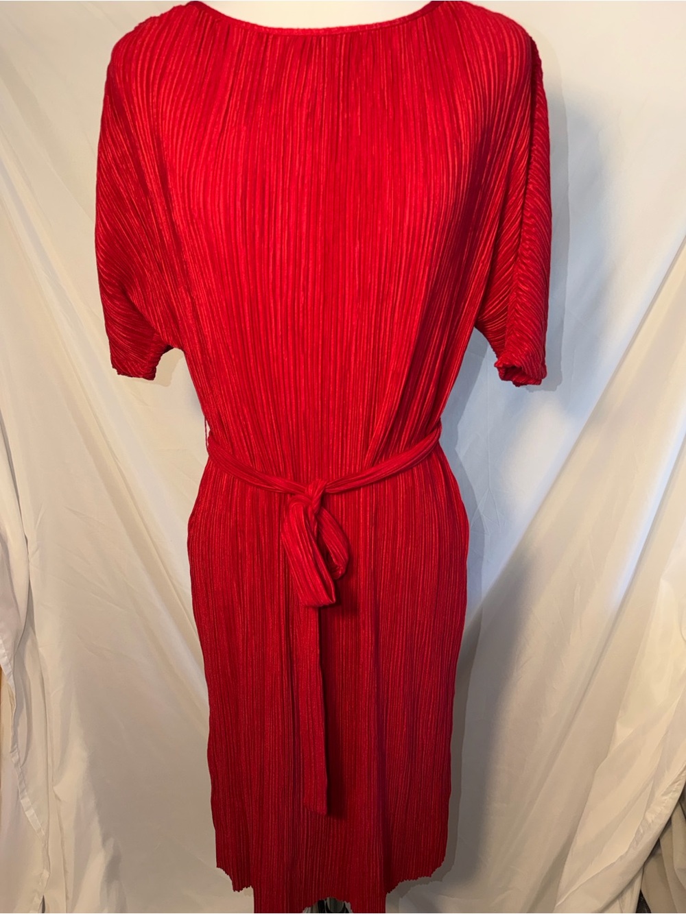 Sunday in Brooklyn Anthro red plissé pleated midi dress
